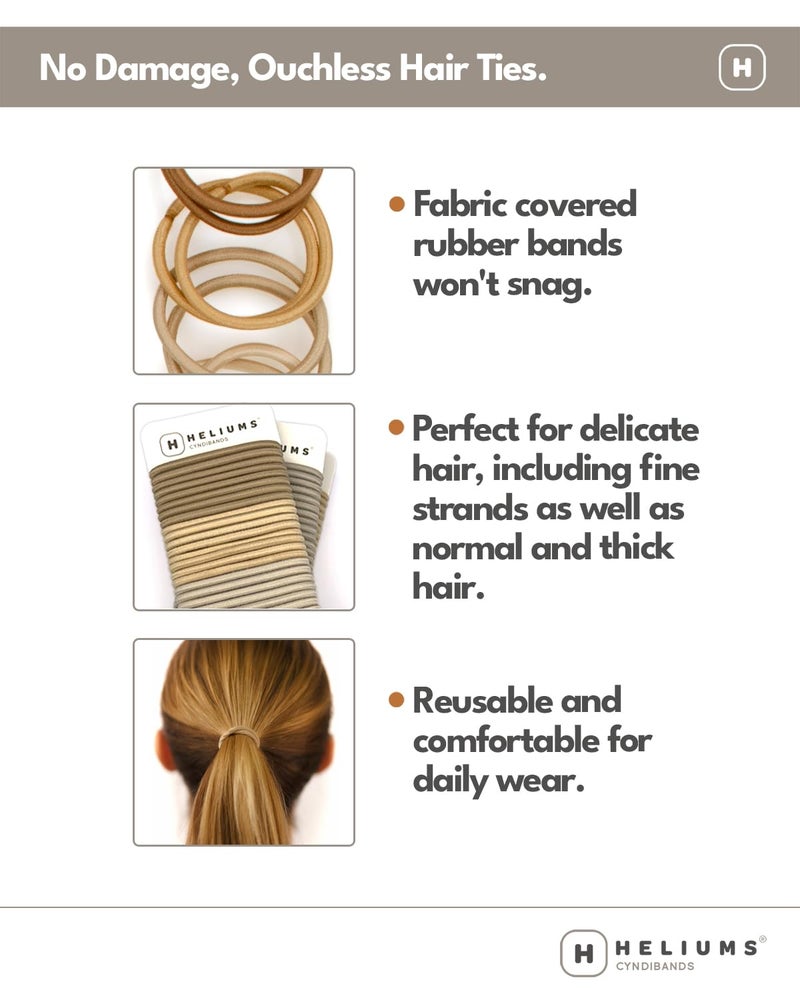 Cyndibands Elastic Hair Ties â€“ Light Gray - No Damage 4mm Ponytail Holders for Women & Kids, 24-Pack Hair Elastics in Neutral Colors - Image 3